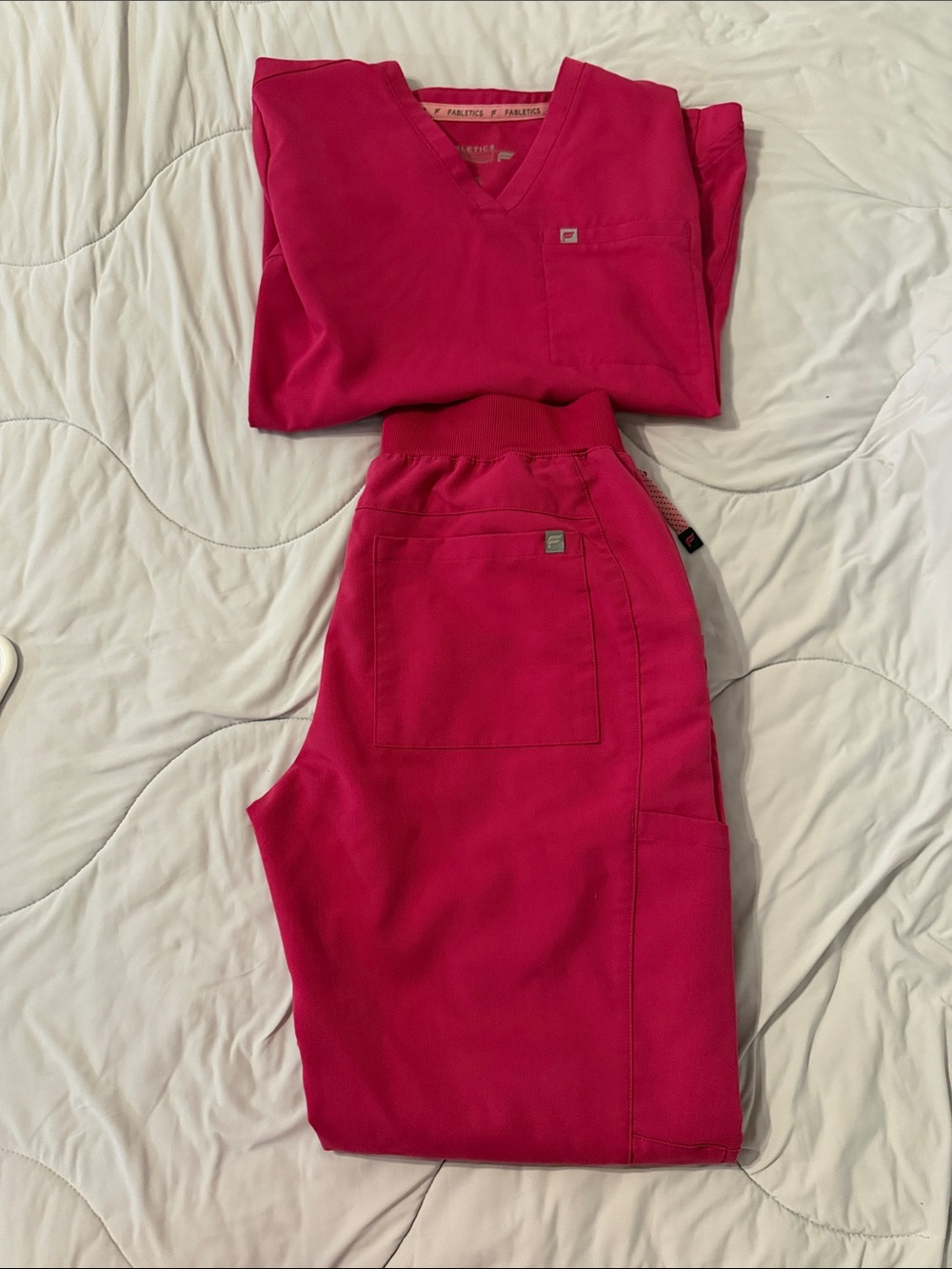 Fabletics Women's Hot Pink Scrubs & Top Set